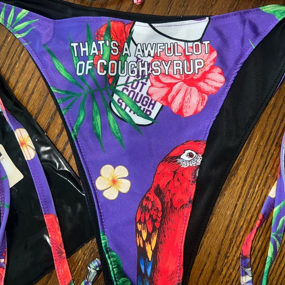 Purple Parrot Print Bikini Set - Picture 5 of 8